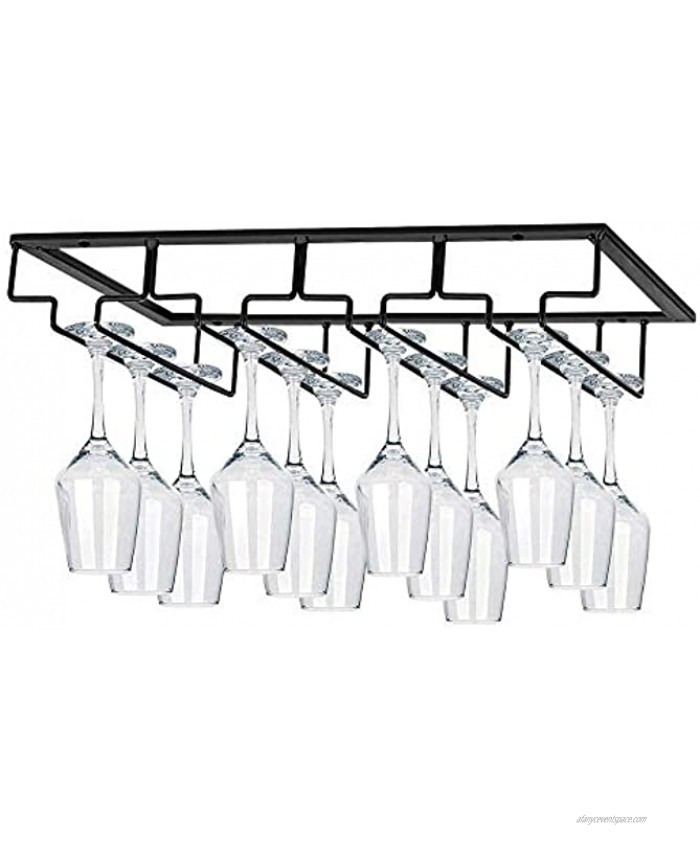Under Cabinet Wine Glass Rack. Wine Glass Hanger Rack Wire. Stemware Rack Fits 8-12 Glasses for Cabinet Kitchen Bar 4 Rows