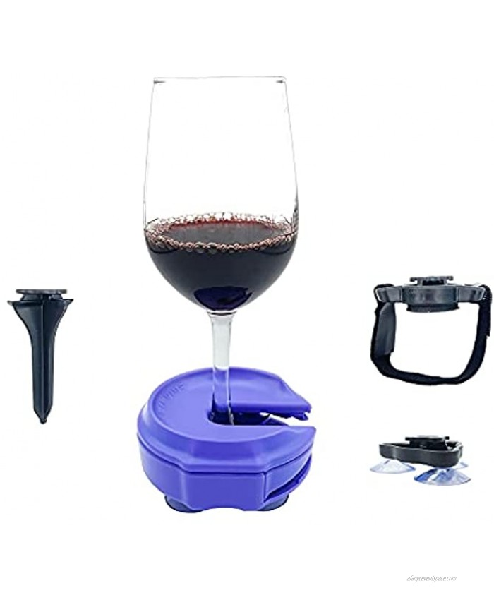 Wine glass holder Wine Glass Stemware Drink Holder for Boats RVs Hot Tubs Home Theater Camping Picnic Golf Carts and Pool Party Portable Fixed Wine Glass Holder（Purple