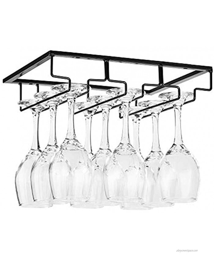 Wine Glass Rack Ponnky Under Cabinet Stemware Wine Glass Holder Glasses Storage Bar Kitchen 3 Rows