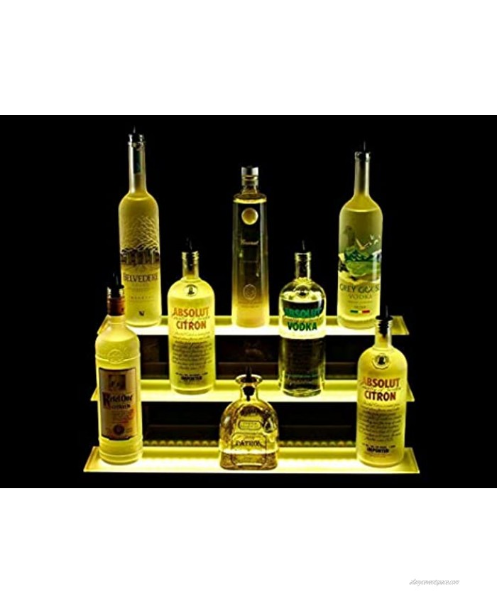 ECUTEE 24 Inch 3 Tier 7 Colors LED Lighted Liquor Wine Bottle Display Illuminated Liquor Bottle Bar Display Stand LED Display Shelf Lighting Shelves w Remote Control for Home bar Parties ect