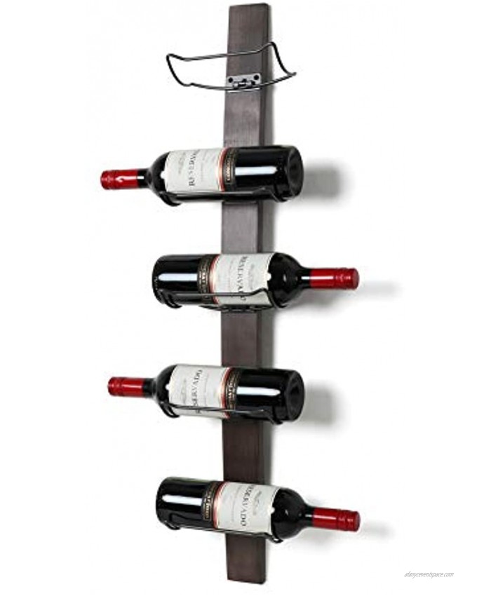SODUKU Wall Mounted Wine Rack Wine Bottle Holder Towel Rack 5 Wine Bottle Rack Holder Shelf Rustic Wood Wall Wine Rack No Need Assembly Brown