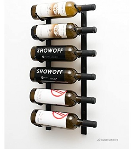 VintageView W Series 2 Ft 6 Bottle Wall Mounted Wine Rack Satin Black Stylish Modern Wine Storage with Label Forward Design