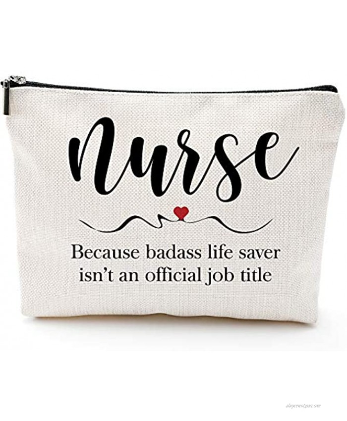 Because Badss Life Saver isn't an Official Bob Title-Nurse Gifts,Nursing Student Gifts for Women,Nurse Practitioner Gifts,Best Nurse Ever Waterproof Cosmetic Bag