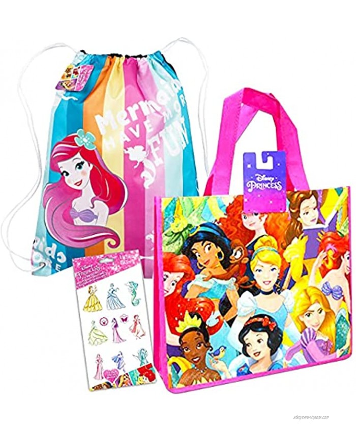 Disney Princess Tote Bags Bundle 2 Pack Disney Princess Reusable Tote and Drawstring Bags | Disney Princess Bags for Women Kids Disney Princess Tote Bags