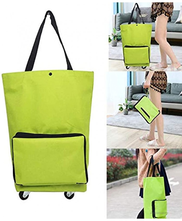 MYUANGO Trolley Folding Shopping Bag Reusable with Wheels Tote Portable Hand-pulling Utility Collapsible With Hand-straps Zipped Handbag Folding Shopping Bag for Kitchen Travel and School Grocery
