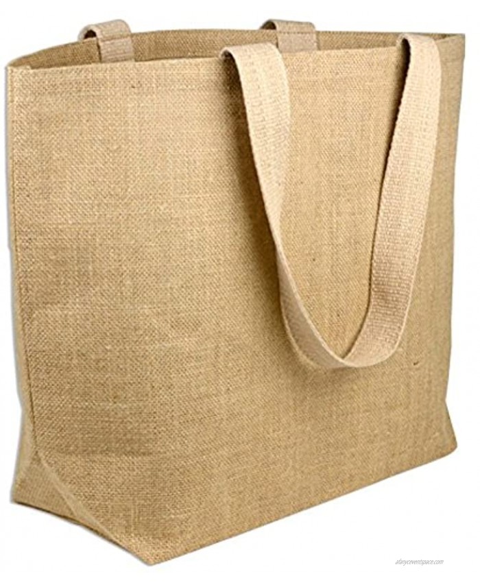 Reusable Jute Tote Bags Burlap Totes with Cotton Handles and Interior Lining Beach Pool Shopping