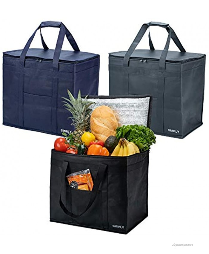 SMIRLY Large Insulated Bag Set: Insulated Bags for Food Transport Insulated Food Delivery Bag Reusable Insulated Grocery Bags Large Insulated Cooler Bag Insulated Thermal Bags for Cold and Hot Food
