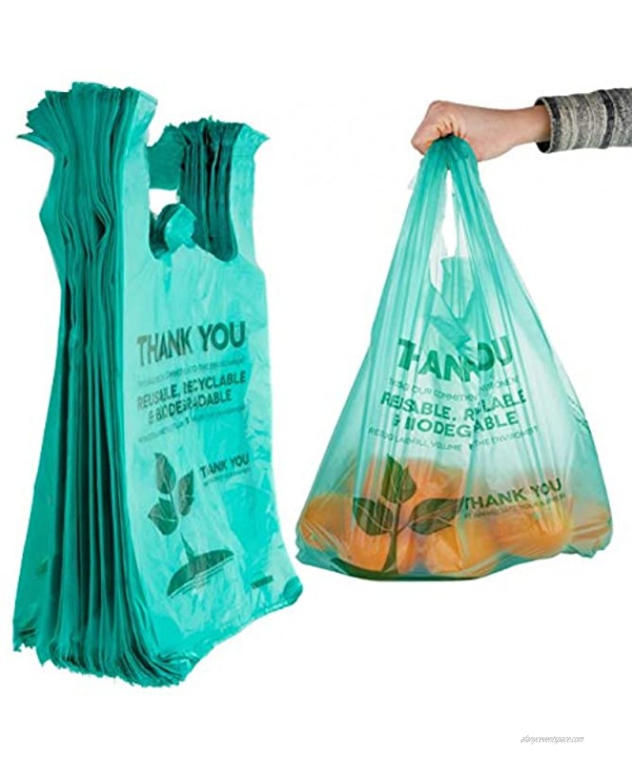 Stock Your Home Eco Grocery Bags 100 Count Biodegradable Plastic Grocery Bags Reusable Supermarket Thank You Shopping Bags Recyclable Plastic T Shirt Bags Small Trash Can Bags