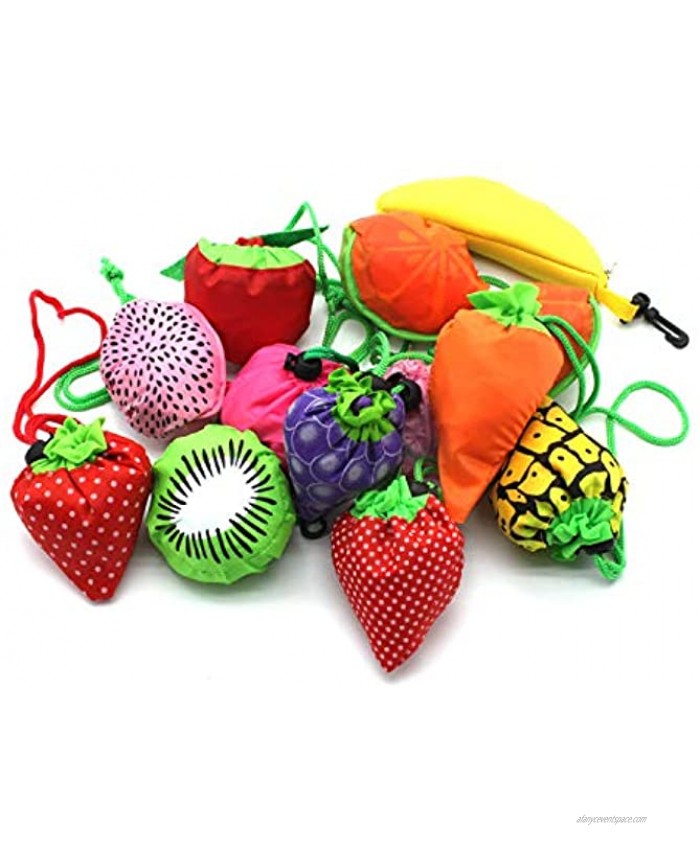 YUYIKES 10PCS Fruits Reusable Grocery Shopping Tote Bags Folding Pouch Storage Bags Convenient Grocery Bags for Shopping Travel