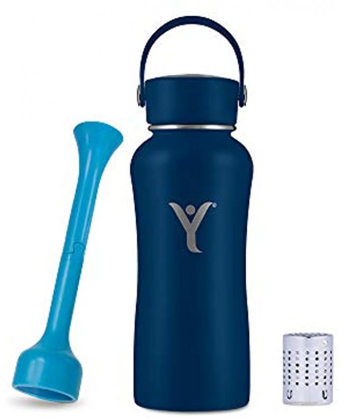 DYLN 16 oz Alkaline Water Bottle | Creates Premium Water up to 9+ pH | Keeps Cold for 24 Hours | Vacuum Insulated 316 Stainless Steel | Standard Mouth Cap | Galaxy Blue 16 oz 480 mL