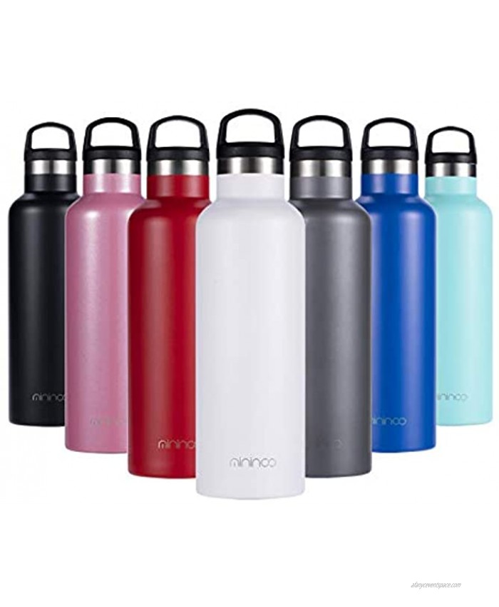 Insulated Water Bottle Stainless Steel Vacuum Insulated Double-Wall Thermos,20OZ Water Bottle with Handle Lid White