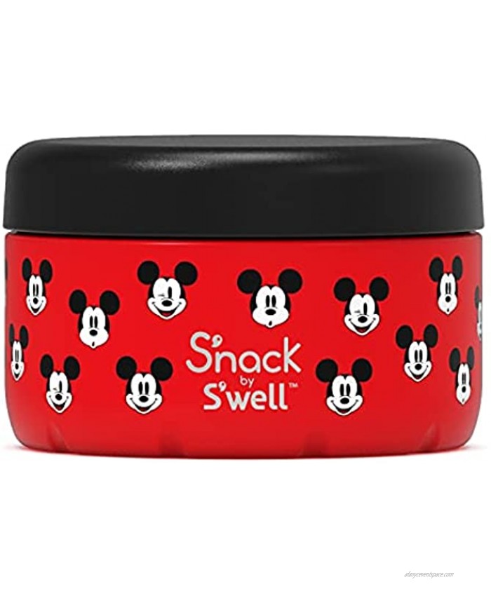 S'nack by S'well Stainless Steel Food Container 10 Oz Iconic Mickey Mouse Double-Layered Insulated Bowls Keep Food Cold for 10 Hours and Hot for 4 BPA-Free