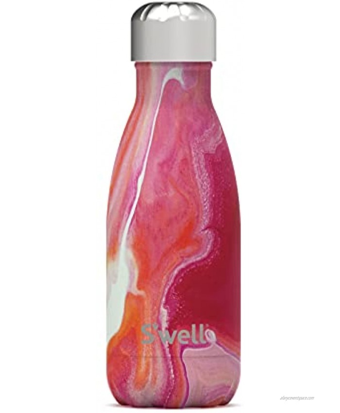 S’well Stainless Steel Water Bottle 9 Fl Oz Rose Agate Triple-Layered Vacuum-Insulated Containers Keeps Drinks Cold for 24 Hours and Hot for 12 with No Condensation BPA-Free