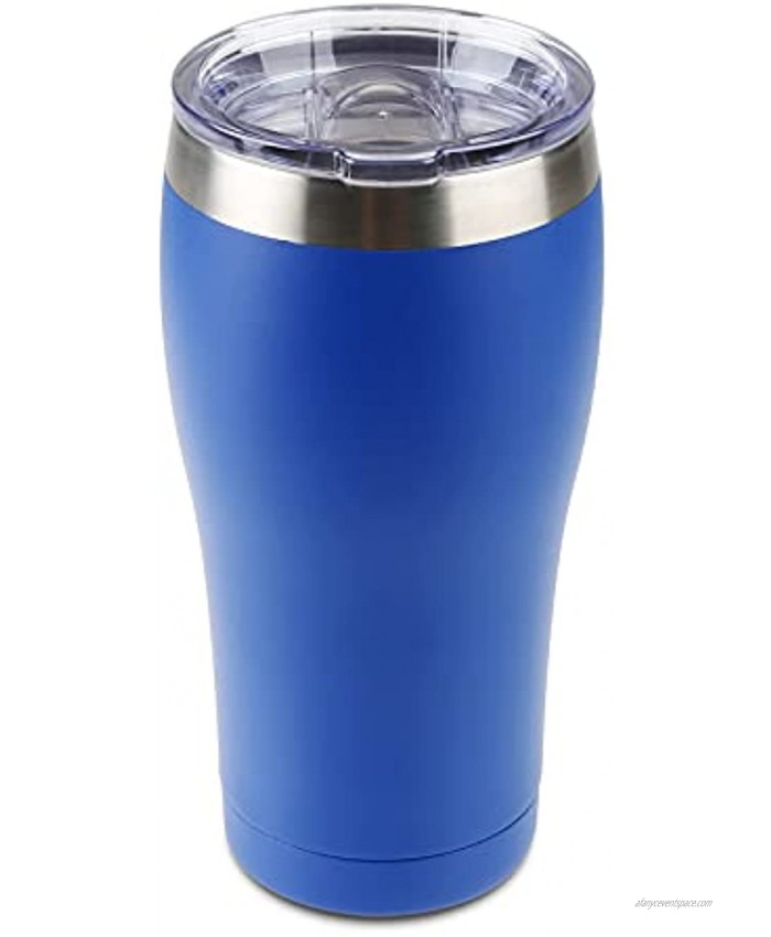 Tahoe Trails 20 oz Insulated Tumbler with Slider Lid Stainless Steel Vacuum Insulated Travel Mug Double Wall Coffee Cup Great for Cold or Hot Drinks Deep Blue