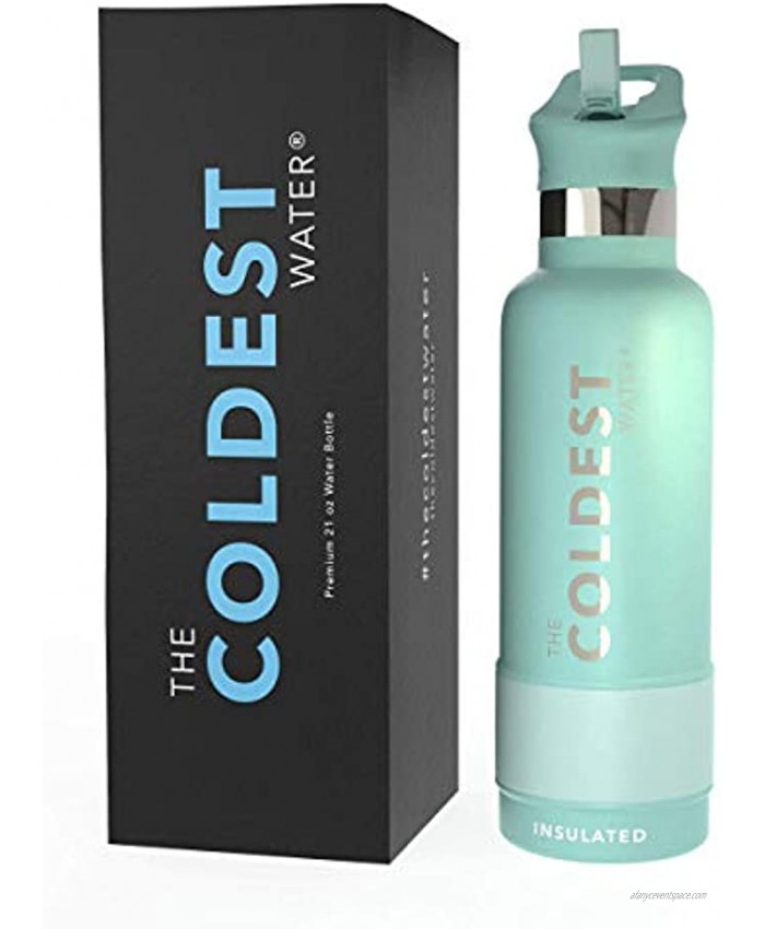 The Coldest Sports Water Bottle Vacuum Insulated Stainless Steel Hydro Travel Mug Ice Cold Up to 36 Hrs Hot 13 Hrs Double Walled Flask with Flip Top Lid 2.0 Mint Green 21 oz