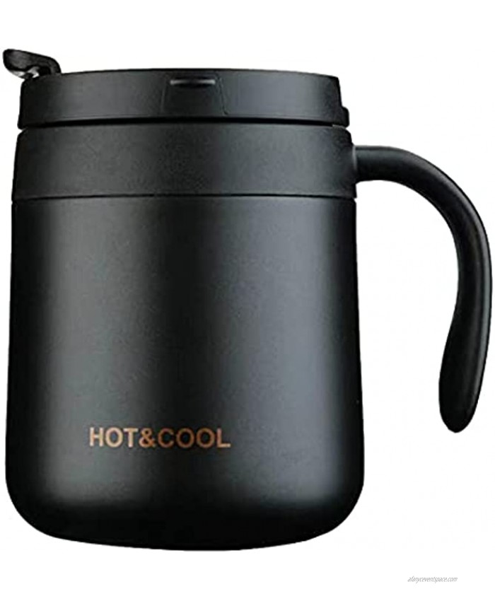 12 oz Insulated Coffee Mug Stainless Steel Coffee Mug with Handle Coffee Travel Mug Simple Modern Coffee Cup with Lid for Home Office Outdoor Black
