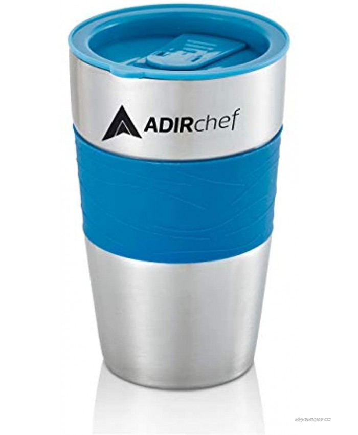 Adir Stainless Steel Tumbler Insulated Coffee Mug With Lid and Rubber Handle For Grab & Go Daily Use Travelling Camping Office BPA Free Blue15 oz