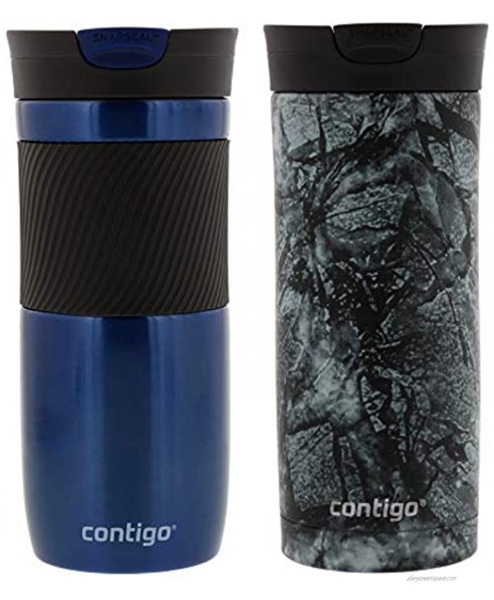 Contigo Couture | Contigo SNAPSEAL Insulated Travel Mug 2 Pack 16 oz. | Leak-Proof 2-Pack Stainless Steel Travel Mugs | Monaco Carbon