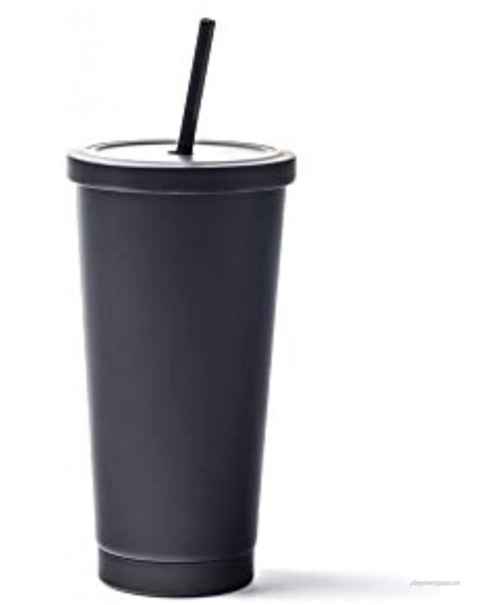 Matte Black Tumbler Coffee Mug Travel Mug Double Wall Stainless Steel Cup with straw 16oz