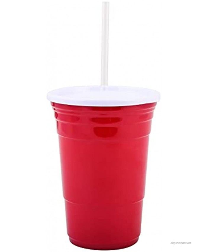 Red Cup Living Reusable Red Plastic Cups 24 oz Party Cups With Lid and Straw Extra Sturdy Red Cups- BPA Free and Washable The Ideal Large Plastic Cups for Parties BBQ and Camping