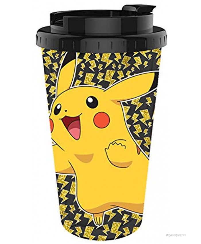 Silver Buffalo Pikachu Happy Bolt Jump Glitter Double Wall Plastic Travel Mug 16-Ounce Yellow
