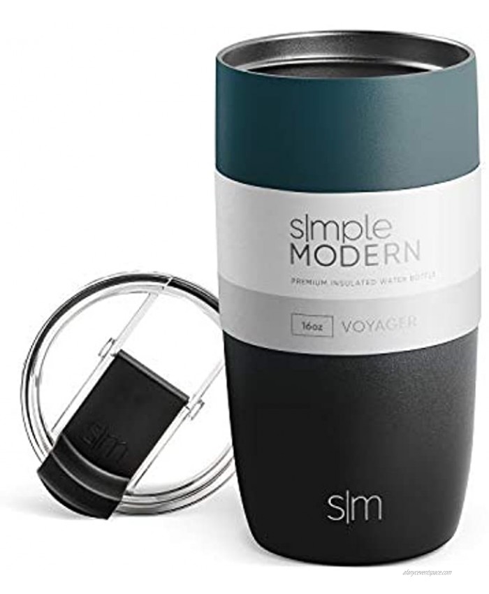 Simple Modern Voyager Insulated Travel Coffee Mug Tumbler with Clear Flip Lid Stainless Steel Thermos Cup 16oz 470ml Ombre: Moonlight