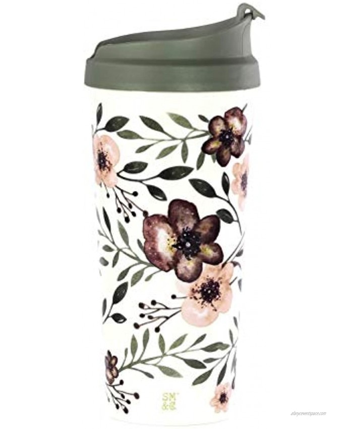 Steel Mill & Co Insulated Thermal Coffee Tea Mug 16oz Travel Cup Floral Tumbler Woodland Floral