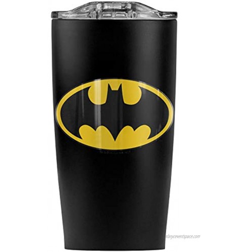 Batman Classic Logo Stainless Steel 20 oz Travel Tumbler Vacuum Insulated & Double Wall with Leakproof Sliding Lid | Great for Coffee Hot Drinks and Cold Beverages