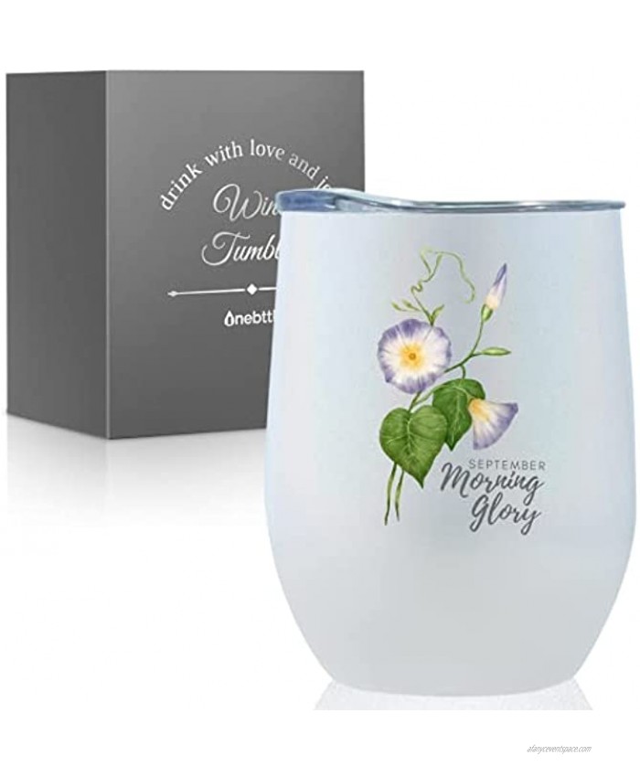 Birthday Month Flower Tumbler Birth Flower Gifts for Her Unique Birthday Presents for Women Mum Wife Girlfriend Daughter Best Friend Coffee and Wine Tumbler 12ozSeptember Morning Glory