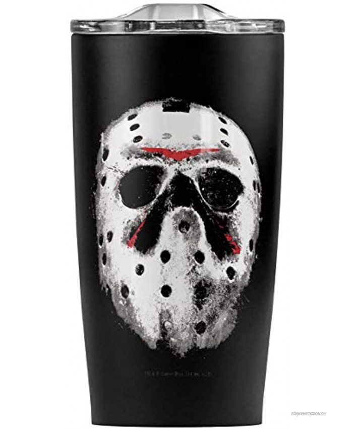 Friday The 13Th Jason Mask Stainless Steel 20 oz Travel Tumbler Vacuum Insulated & Double Wall with Leakproof Sliding Lid | Great for Coffee Hot Drinks and Cold Beverages