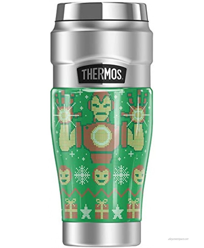 MARVEL Iron Man Ugly Christmas Sweater THERMOS STAINLESS KING Stainless Steel Travel Tumbler Vacuum insulated & Double Wall 16oz