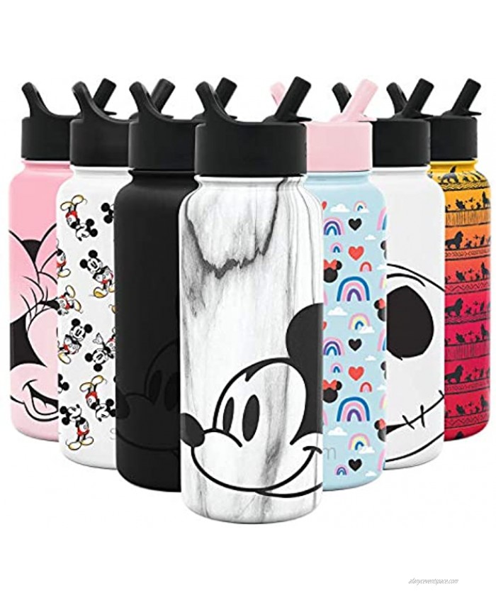 Simple Modern Disney Character Insulated Water Bottle Tumbler with Straw Lid Reusable Stainless Steel Wide Mouth Travel Cup 32oz Mickey on Marble