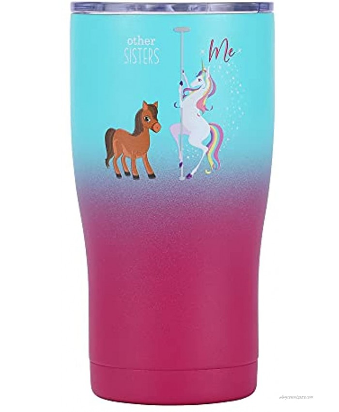 Sister Tumbler 20oz Insulated Stainless Steel w Lid Stainless Steel Straw and Cleaning Brush Sister Gifts for Unicorn Lovers Birthday Gifts for Sister Big Sister Unicorn Gifts Purple Teal