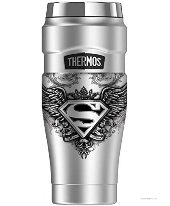 Superman Winged Logo THERMOS STAINLESS KING Stainless Steel Travel Tumbler Vacuum insulated & Double Wall 16oz