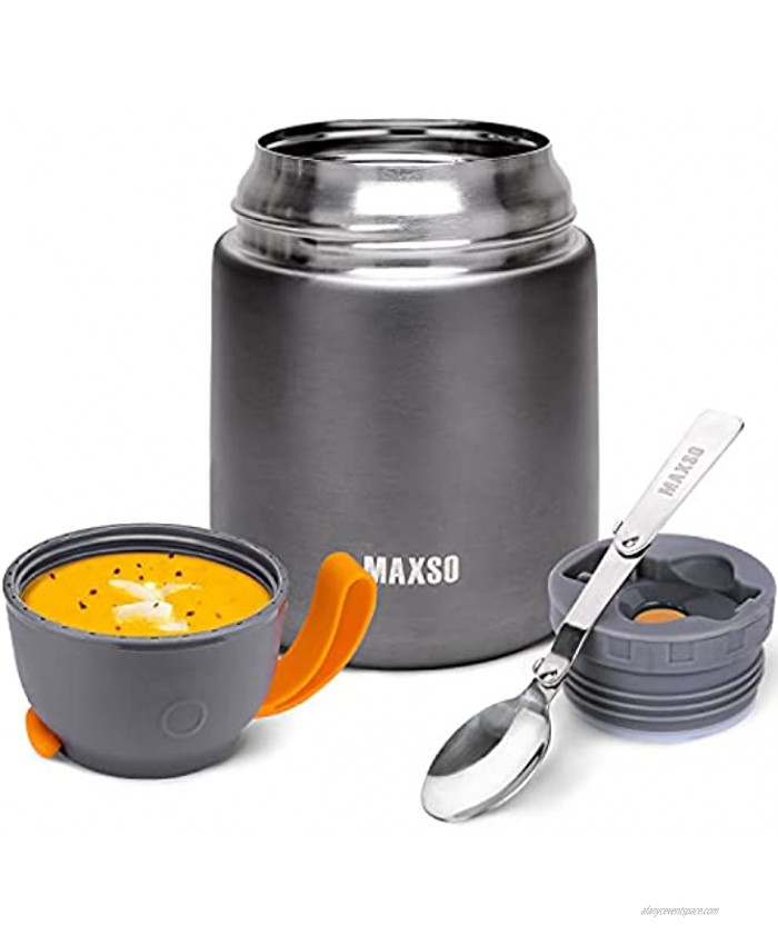 Insulated Lunch Container Hot Food Jar 17 Oz Stainless Steel Vacuum Bento Lunch Box for Kids Adult with Spoon Food Thermos for School Office Picnic Travel
