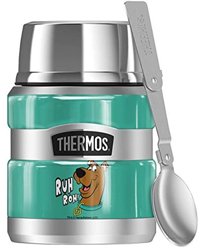 Scooby-Doo Ruh Roh Face THERMOS STAINLESS KING Stainless Steel Food Jar with Folding Spoon Vacuum insulated & Double Wall 16oz
