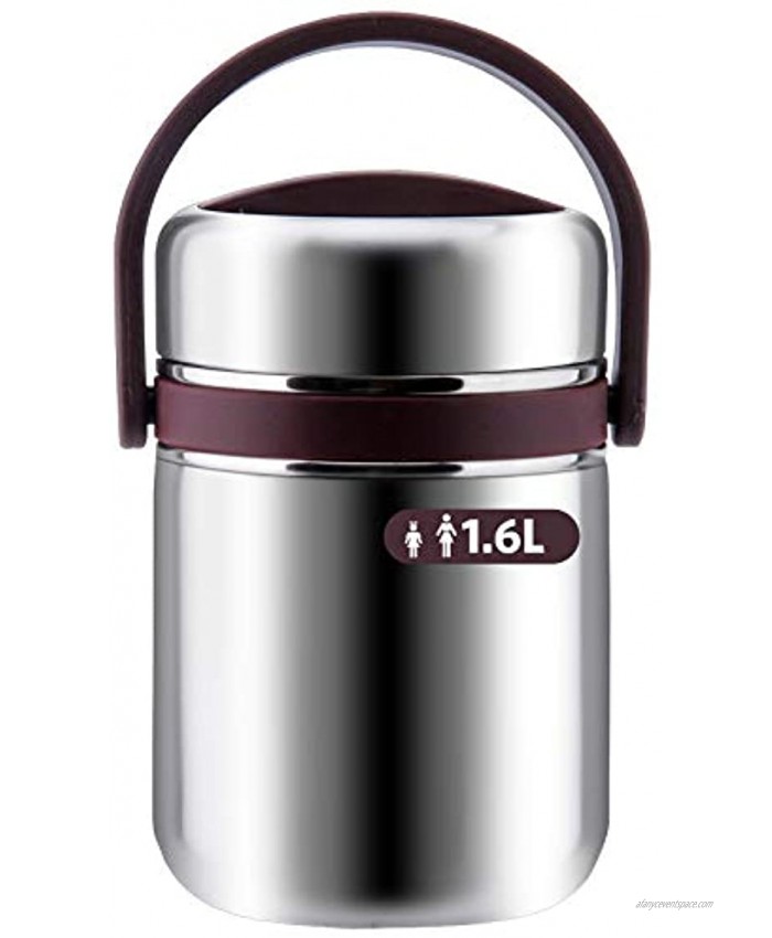 Soup Thermos Wide Mouth,3 Tier Food Thermos Jar Leakproof Vacuum Bento Lunch Box Food Carrier 304 Stainless Steel Insulated Thermos Food Container Storage Carrier 1.6L-53 OZ Coffee
