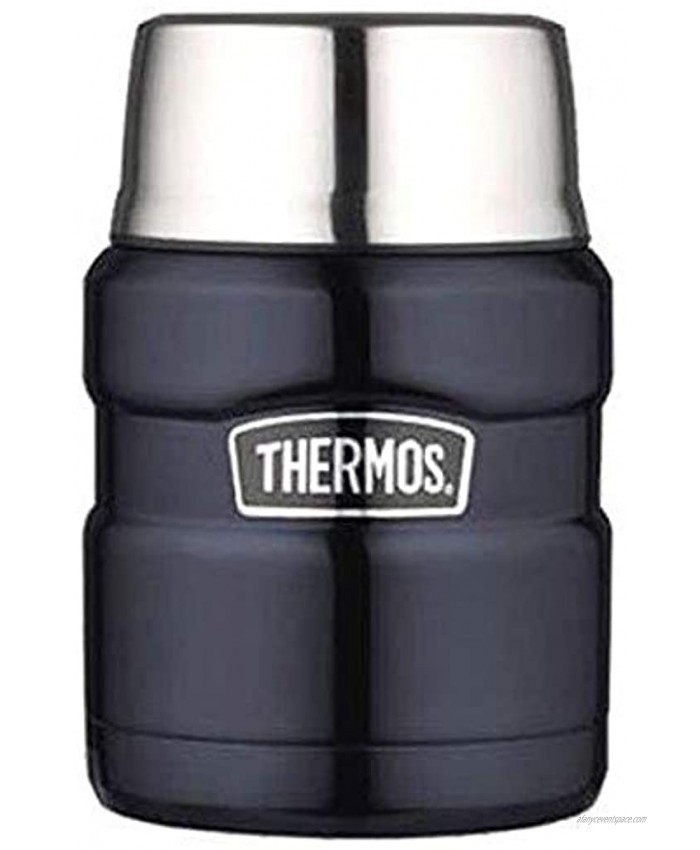 THERMOS Stainless King Vacuum-Insulated Food Jar with Spoon 16 Ounce Midnight Blue