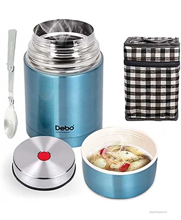 Thermos with Folding Spoon Food Thermos 18 8 Stainless Steel Bpa-Free Soup Thermos 26 Ounce Thermos for Hot Food 24 Hours Hot Comes with Carrying Bag