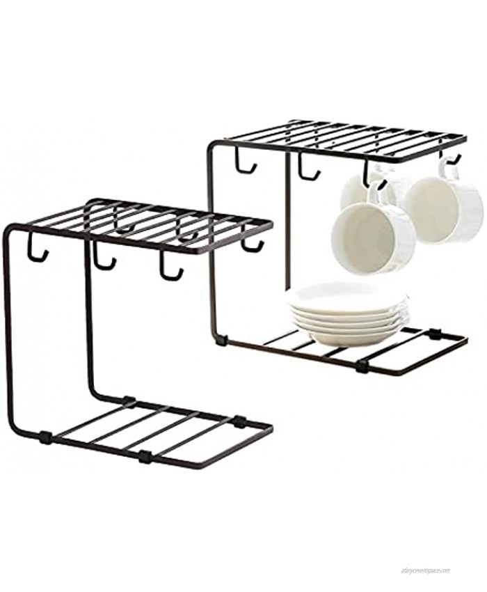 2 Packs Metal Mug Tree Holder Stand for Counter 12 Hooks Coffee Cup Display Hanger Rack Organizer for Kitchen Cabinet Black 9.4 x 9In