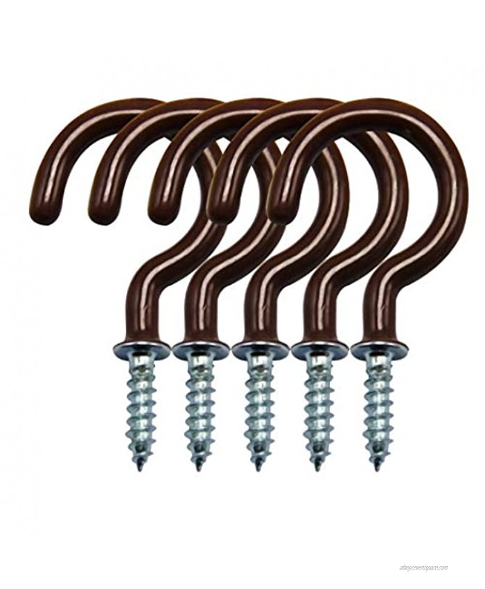 ECKJ Cup Hooks Mug Hooks 20PCS Ceiling Hooks Vinyl Coated Screw in Wall Hooks Plant Hooks Kitchen Hooks Great for Indoor Outdoor Use Color Bronze 1.77 Inches