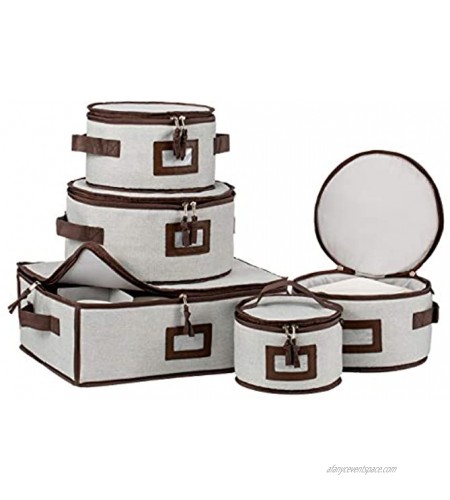 Jillmo China Storage Containers Set 5-Piece Dinnerware Storage Case for Storing & Moving Dishes and Cups