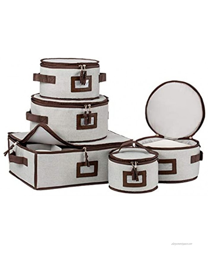 Jillmo China Storage Containers Set 5-Piece Dinnerware Storage Case for Storing & Moving Dishes and Cups