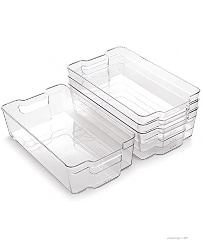 BINO | Stackable Plastic Storage Bins X-Large 4 Pack | The Stacker Collection | Multi-Use Organizer Bins | BPA-Free | Pantry Organization | Home Organization | Fridge Organizer | Freezer Organizer