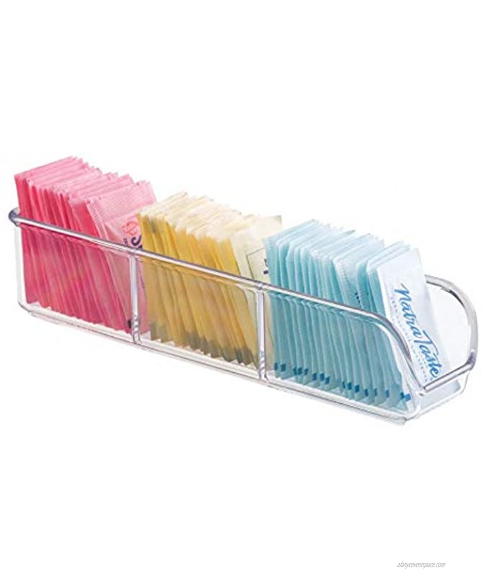 iDesign Linus Plastic Divided Packet Organizer Holder for Sugar Salt Pepper Sweeteners Tea Bags Spices 2.25 x 9 x 2 Clear