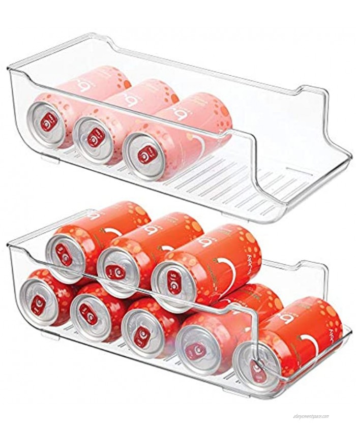 mDesign Large Plastic Pop Soda Can Dispenser Storage Organizer Bin for Kitchen Pantry Countertops Cabinets Refrigerator Holds 9 Cans BPA Free Food Safe 2 Pack Clear