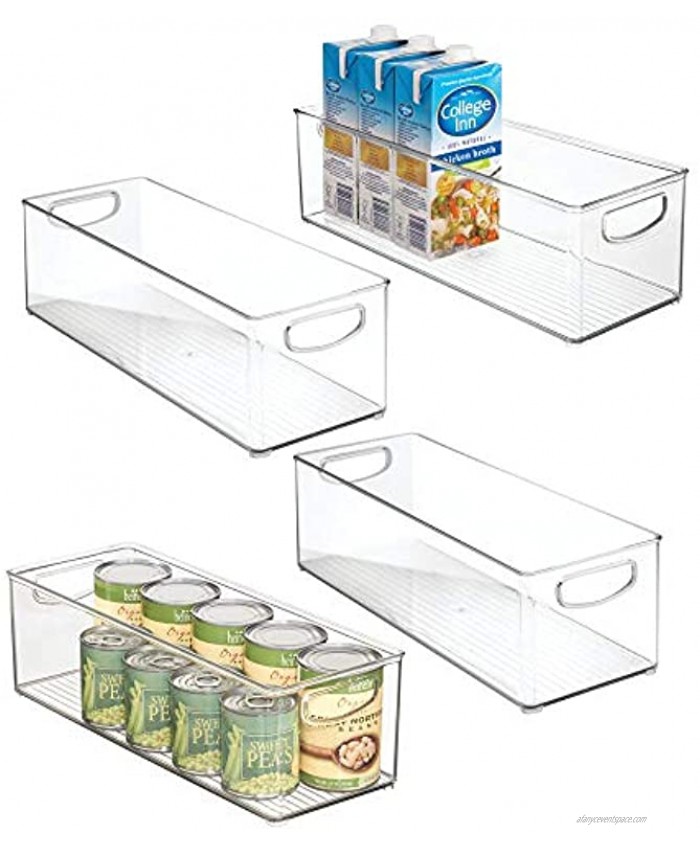 mDesign Plastic Kitchen Pantry Cabinet Refrigerator Freezer Food Storage Organizing Bin Basket with Handles Organizer for Fruit Vegetables Yogurt Snacks Pasta 5.75 Wide 4 Pack Clear