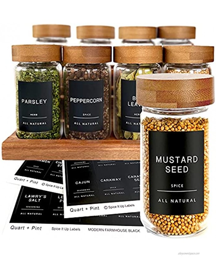 Quart + Pint 140 Spice Jar Labels: Minimalist Matte Black Sticker White Text. Waterproof Stickers. Organization for Jars Bottles Containers Bins. Storage Rack Systems for Kitchen & Pantry Labels.