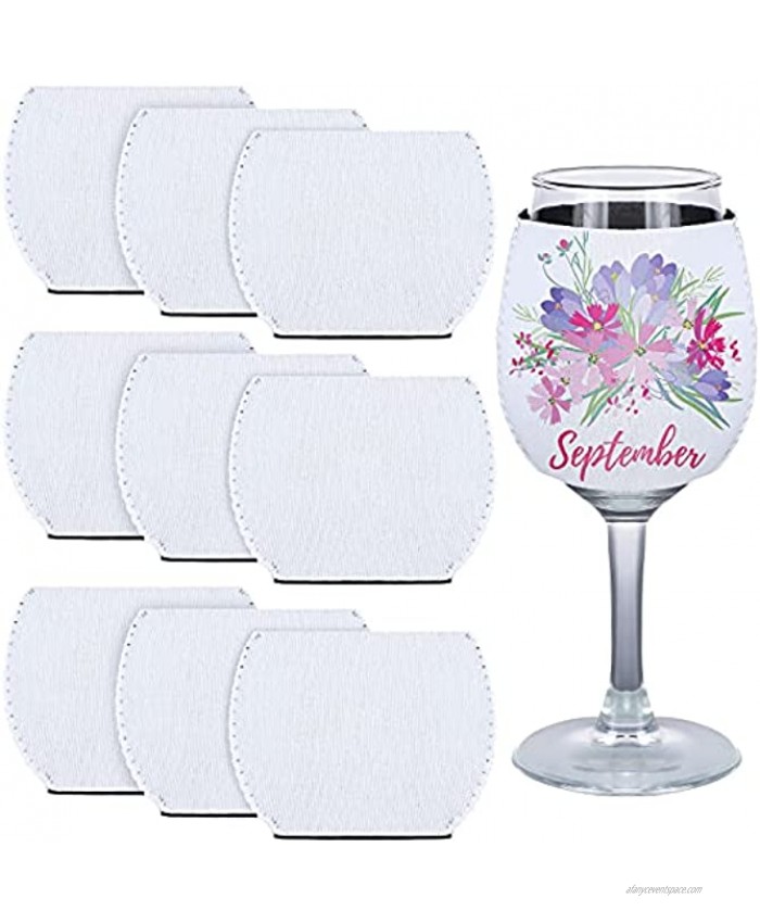 10 Pieces Sublimation Blank Wine Glass Sleeve Neoprene Wine Glass Sleeve Sublimation Neoprene Insulator Cover for Wine Glass Sublimation Ornaments Supplies 4.5 x 3.3 Inch