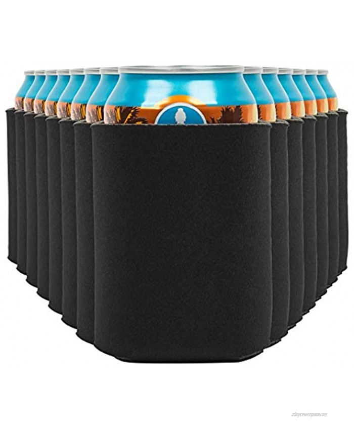Blank Beer Can Coolers Sleeves 14-Pack Soft Insulated Beer Can Cooler Sleeves HTV Friendly Plain Black Can Sleeves for Soda Beer & Water Bottles Blanks for Vinyl Projects Wedding Favors & Gifts